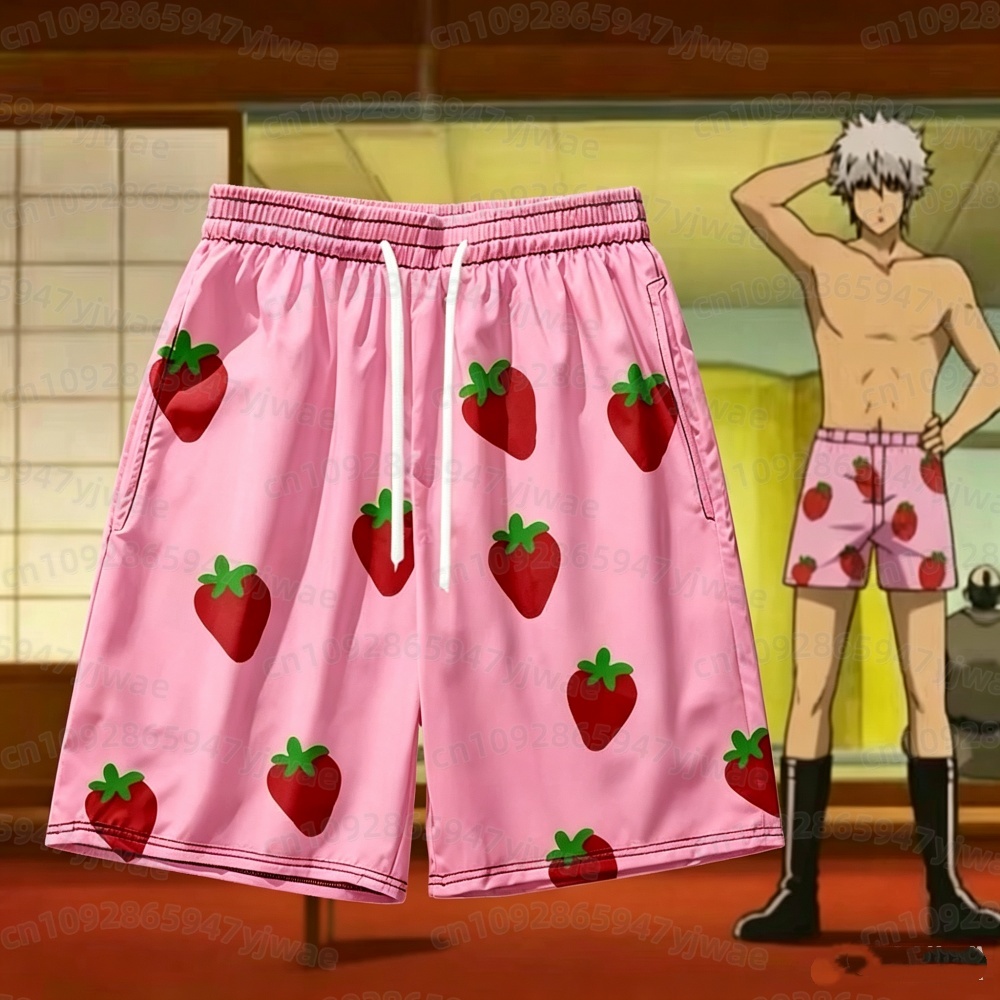 Anime Cosplay 2026 - 2026 Men's Pink Strawberry Short Pants