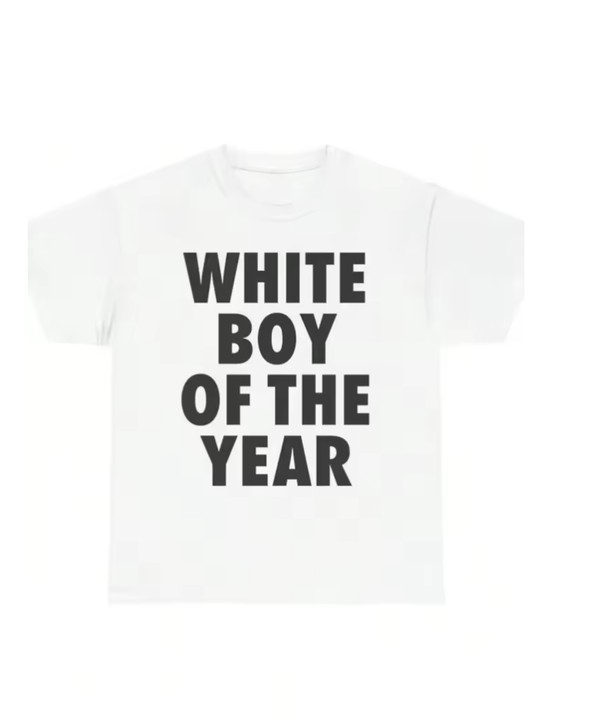 White Boy of The Year Text T-S - огляд і ціна Anime Cosplay Meme